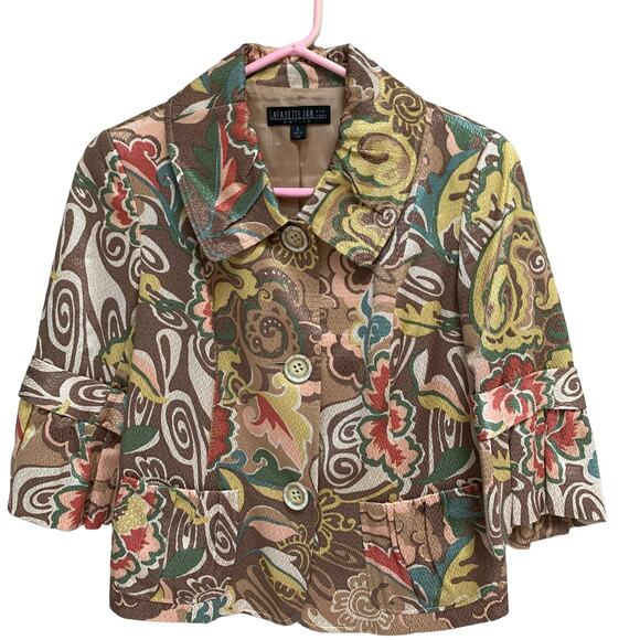 Woman's Lafayette 148 New York Floral Short Waisted Jacket Size 8 Petite - Picture 1 of 10